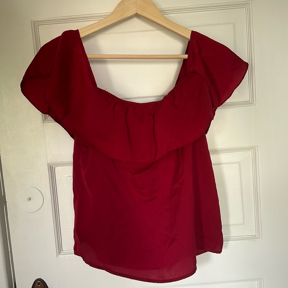 TOBI Red Off The Shoulder Women’s Shirt Blouse Size Small